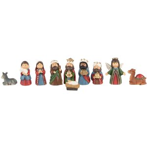 Clayre & Eef 6PR4893 Crib Figurines Red, Brown (Set of 11) 10x4x9 cm