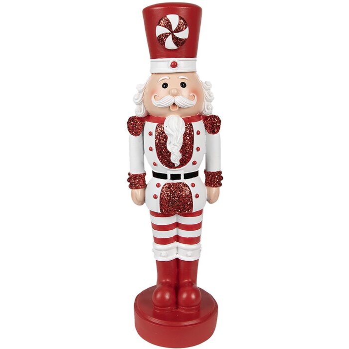 Clayre & Eef 6PR4898 Christmas Decoration Statue Nutcracker Red White 11x6x37 cm