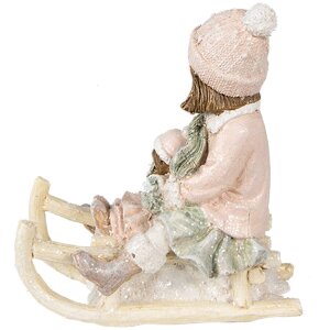 Clayre & Eef 6PR4911 Christmas Decoration Statue Child Pink 10x6x11 cm