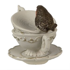 Clayre & Eef 6PR4924 Decorative Cup White 10x7x8 cm