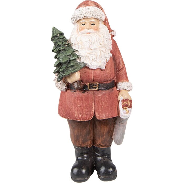 Clayre & Eef 6PR4933 Christmas Decoration Statue Father Christmas Red 17x13x40 cm