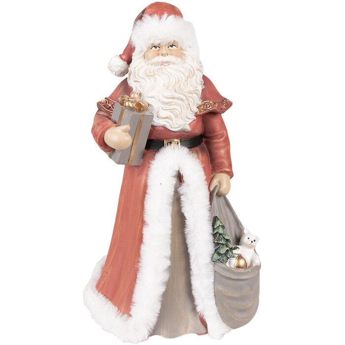 Clayre & Eef Christmas Decoration Statue Father Christmas Red, White 16x16x31 cm