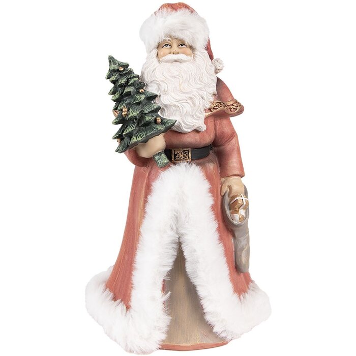 Clayre & Eef Christmas Decoration Statue Father Christmas Red, White 14x12x23 cm