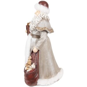 Clayre & Eef Christmas Decoration Statue Father Christmas Grey, Red 16x16x31 cm