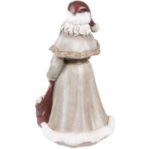 Clayre & Eef Christmas Decoration Statue Father Christmas Grey, Red 16x16x31 cm