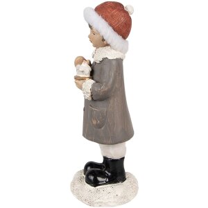 Clayre & Eef 6PR4949 Christmas Decoration Statue Child Grey, White 6x6x14 cm