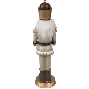 Christmas decoration statue nutcracker with calendar Grey, gold-coloured 7x7x22 cm