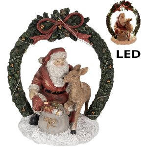 Christmas decorations Father Christmas with LED red, green 19x12x23 cm