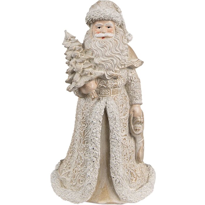 Clayre & Eef 6PR4963 Father Christmas Stand Figure Gold White 8x8x15 cm