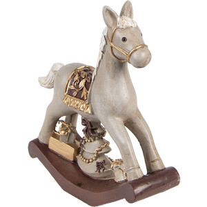 Clayre & Eef 6PR4970 Decoration Rocking Horse Grey 11x3x11 cm