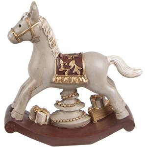 Clayre & Eef 6PR4970 Decoration Rocking Horse Grey 11x3x11 cm