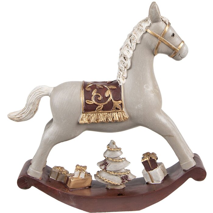 Clayre & Eef 6PR4971 Decoration Rocking Horse Grey 18x4x18 cm