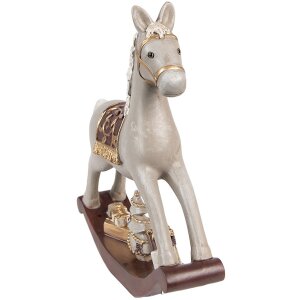 Clayre & Eef 6PR4971 Decoration Rocking Horse Grey 18x4x18 cm