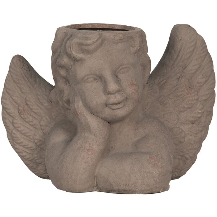 Clayre & Eef 6TE0401S Flower Pot for Indoors Angel Grey 23x13x17 cm