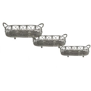 Storage basket (set of 3) grey, green 55x25x16 - 48x22x14...