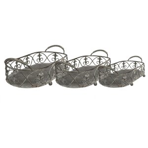 Storage basket (set of 3) grey, green 55x25x16 - 48x22x14...