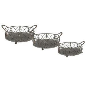 Storage basket (set of 3) grey, green 45x39x16 - 37x32x15...