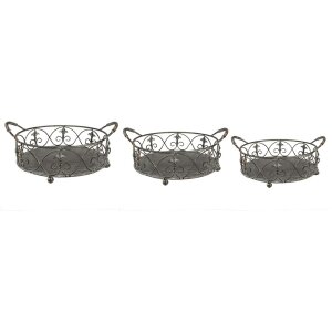 Storage basket (set of 3) grey, green 45x39x16 - 37x32x15...