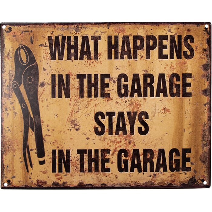 Clayre & Eef 6Y5202 Text Sign Brown 25x1x20 cm Garage