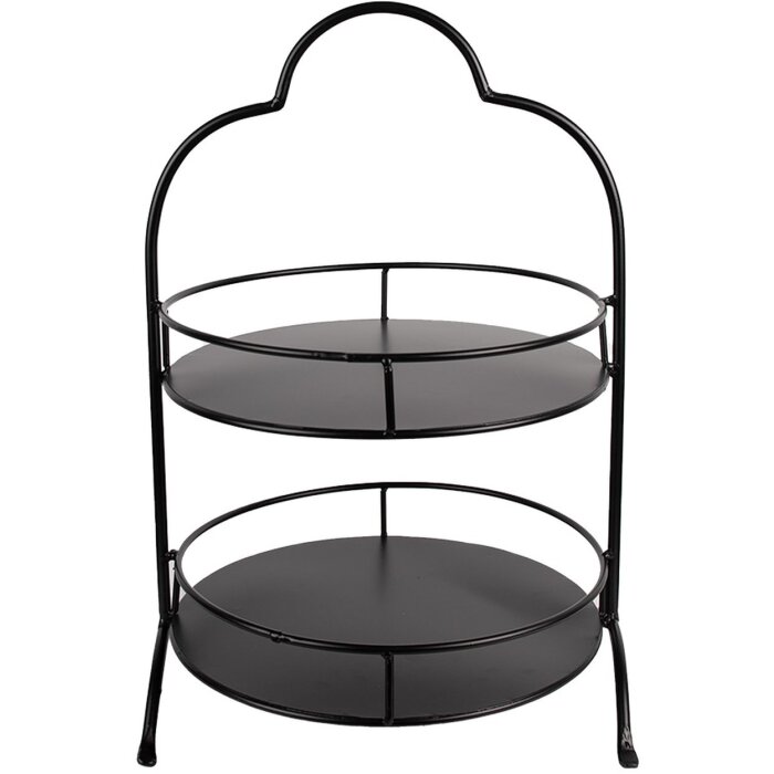 Clayre & Eef 6Y5243 2-tier etagere black Ø 30x45 cm