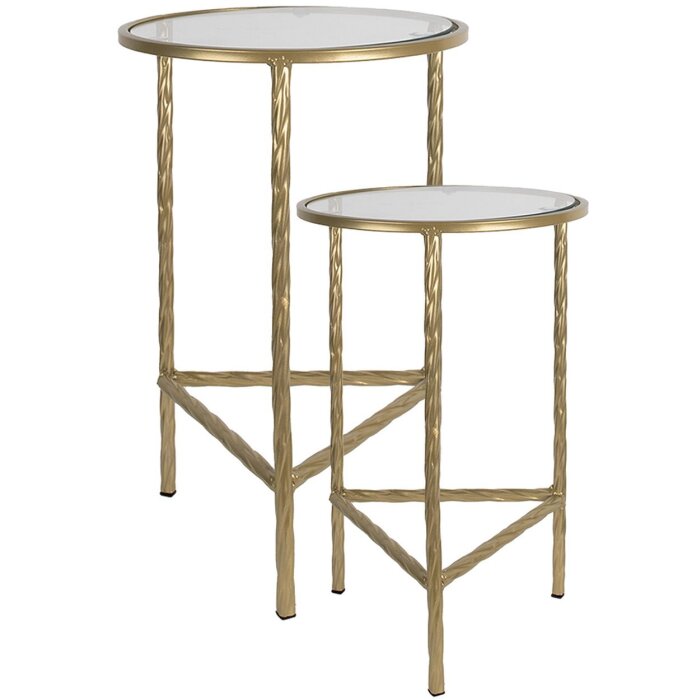 Clayre & Eef 6Y5244 Side table (set of 2) Gold coloured Ø 35x55 - Ø 30x45 cm