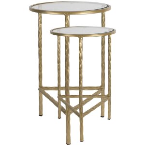 Clayre & Eef 6Y5244 Side table (set of 2) Gold coloured Ø 35x55 - Ø 30x45 cm