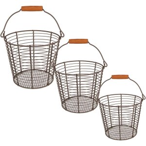 Clayre & Eef 6Y5258 Baskets Brown Ø 21x16 - Ø 18x14 - Ø 15x13 cm