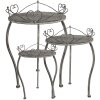 Clayre & Eef Planting Table Set of 3 Heart Decor Country Style Grey Iron