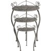 Clayre & Eef Planting Table Set of 3 Heart Decor Country Style Grey Iron