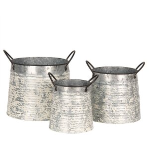 Indoor flower pots set of 3 grey white 30x24x22-27 -...