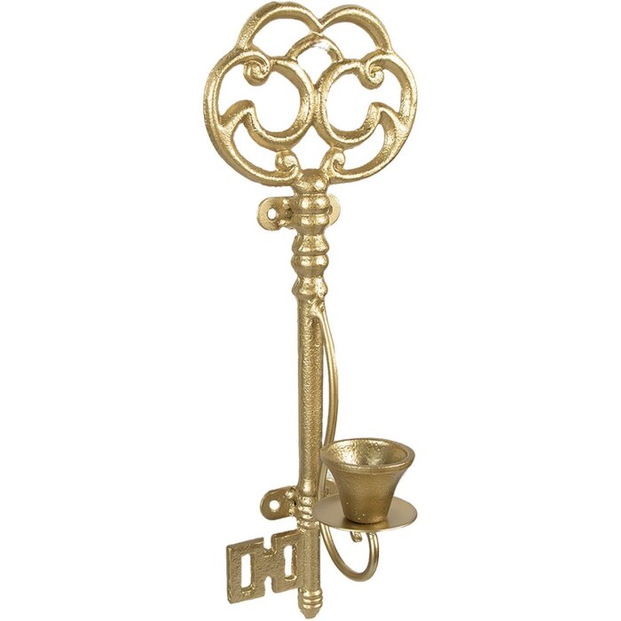 Clayre & Eef 6Y5420 Candlestick Key Gold coloured 13x9x34 cm