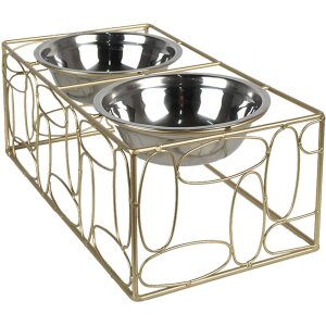 Clayre & Eef 6Y5429 Food Bowl Dog Cat Gold coloured...