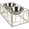 Clayre & Eef 6Y5429 Food Bowl Dog Cat Gold coloured 38x20x13 cm - 2x500 ml