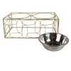 Clayre & Eef 6Y5429 Food Bowl Dog Cat Gold coloured 38x20x13 cm - 2x500 ml