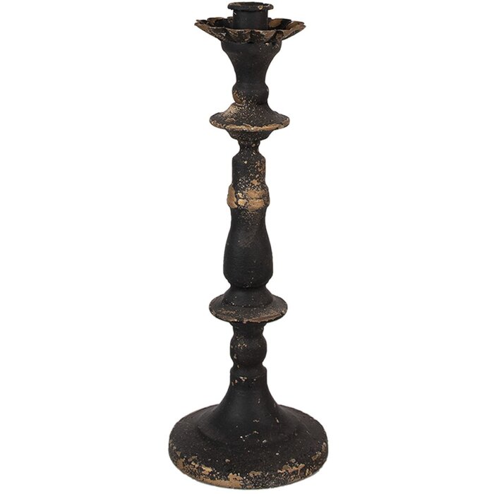 Clayre & Eef 6Y5454 Candle Holder Black Gold Coloured Ø 11x30 cm