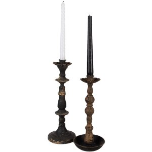 Clayre & Eef 6Y5455 Candle Holder Black Ø 11x25 cm