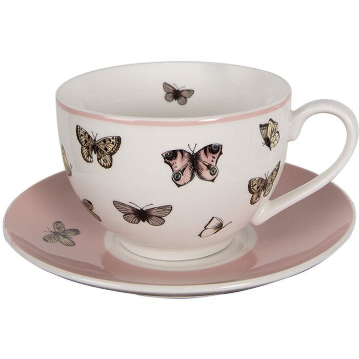 Clayre & Eef BPDKS Cup with saucer 12x9x6 cm - Ø 14x2 cm - 200 ml