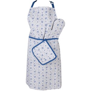 Clayre & Eef BRB41 Cooking Apron Beige, Blue 70x85 cm