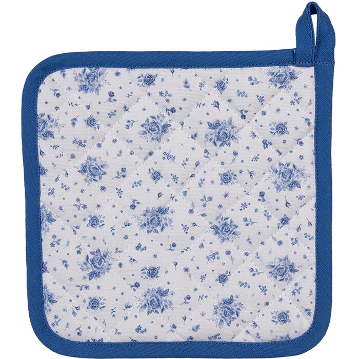 Clayre & Eef BRB45 Potholder Beige, Blue 20x20 cm