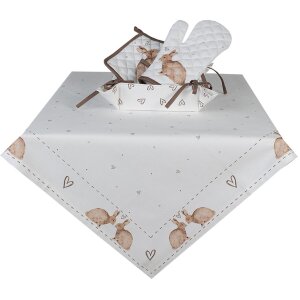 Clayre & Eef BSLC01 Tablecloth Beige Brown 100x100 cm