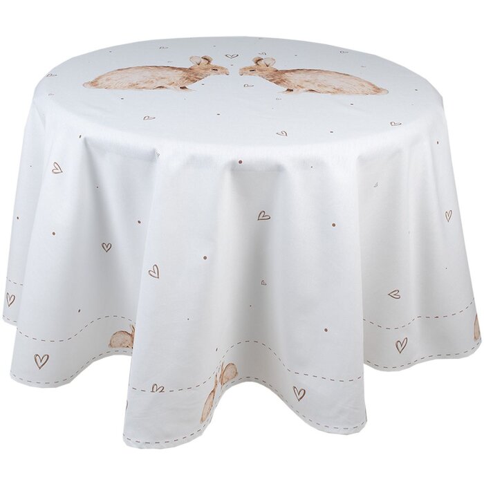 Clayre & Eef BSLC07 Tablecloth Beige Brown Ø 170 cm