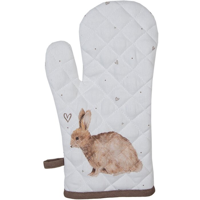 Clayre & Eef BSLC44 Oven glove Beige Brown 18x30 cm