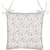 Clayre & Eef CFL29 Chair Cushion Flower Design White Green 40x40x4 cm