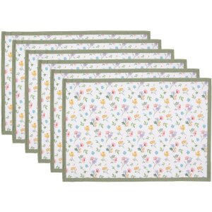 Clayre & Eef CFL40 Placemat Set of 6 White, Green...