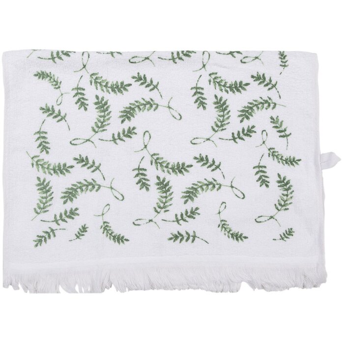 Clayre & Eef CT027 Guest Towel White Green 40x66 cm