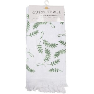 Clayre & Eef CT027 Guest Towel White Green 40x66 cm