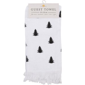 Clayre & Eef CTBWX Guest Towel White Black 40x66 cm