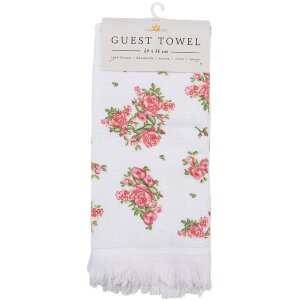 Clayre & Eef CTSWR Guest Towel White Pink 40x66 cm