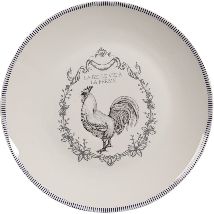 Clayre & Eef DFRDP Tableware Dining Plate White Grey Ø 20x2 cm