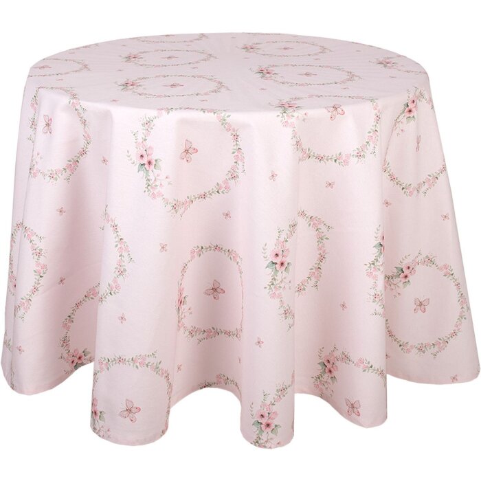 Clayre & Eef FEB07-1 Tablecloth Round Pink Ø 170 cm